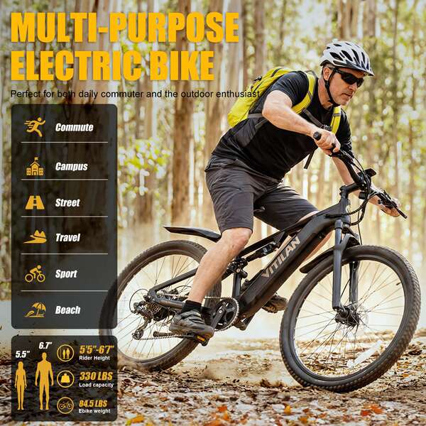 VITILAN M5 bicicletas elétricas 27.5" x 2.8" 15AH