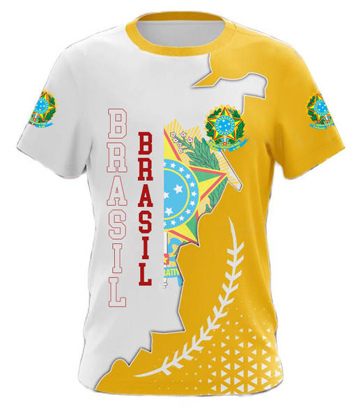 T-Shirt masculino brasileiro 3D T-Shirt O T-Shirt esportivo da equipe de futebol de rua masculino DIY base ajustável para a ordem de massa
