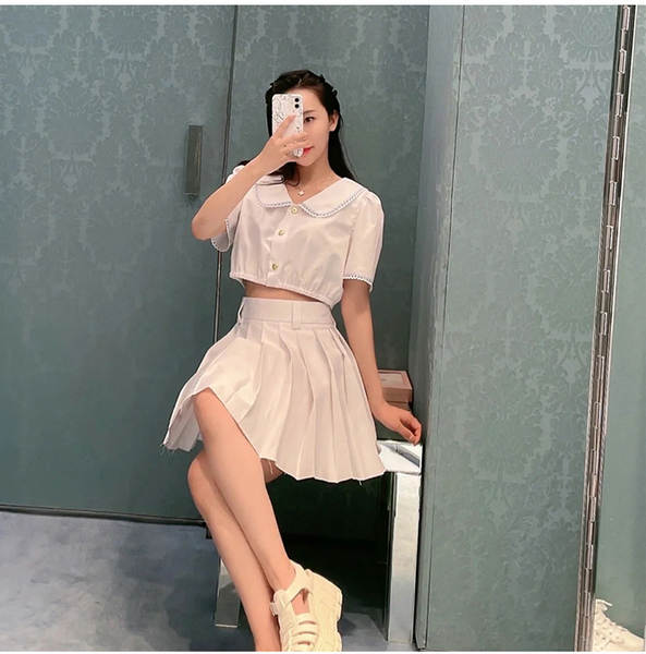Miu Mu branco curta-metragem boneca colar colarinho doce camisa doce colar doce do verão 2024