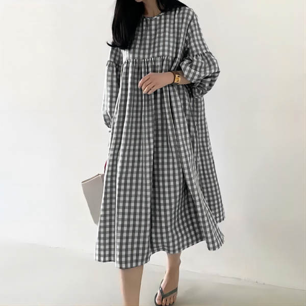 Vestido casual com bolhas na manga