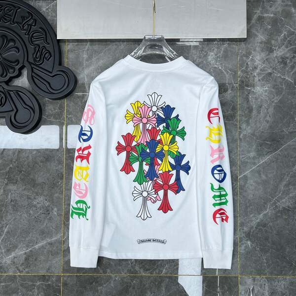 Camiseta de algodão transfronteiriço Chrome Heart Crown Camiseta de algodão transfronteiriço para homens e mulheres