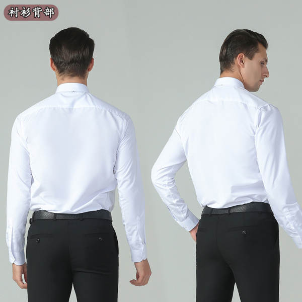 Exportação de camisa branca profissional masculina de alta sensibilidade de negócios camisa de luvas compridas masculina puramente artesanal atacado um penteado