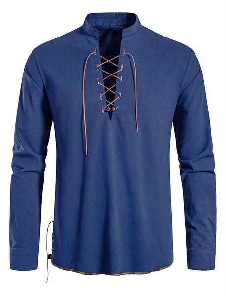 Camiseta transfronteiriça masculina de alta qualidade Henry Camiseta hippie para homens de estilo europeu-americano com mangas longas de praia
