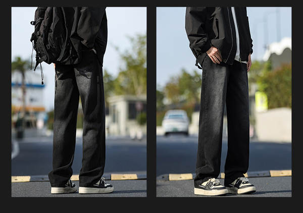 Calça jeans masculino primavera outono 2025 nova calça de solta retangular calça de solta de verão