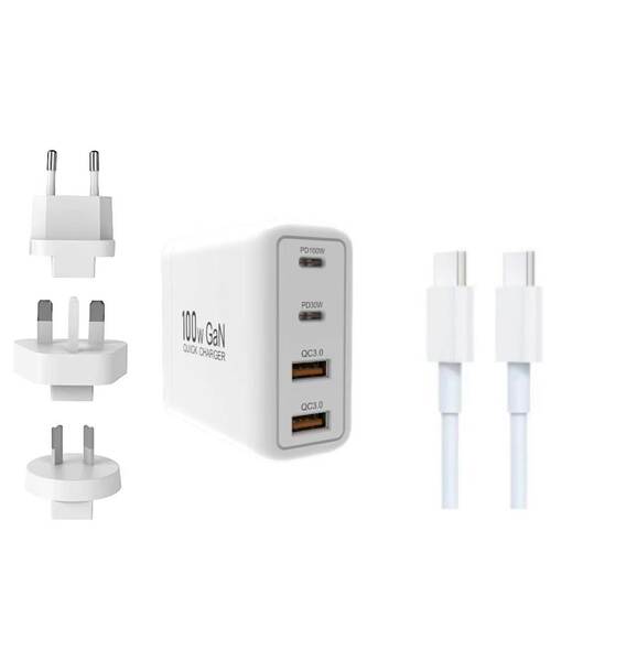 100W Nitrogênio PD Carregador 100W Alta Potência Folding Foot Duplo USB+ Carregador Duplo PD 100W Carregador Direto
