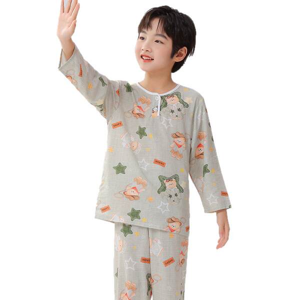Conjunto de pijama infantil de algodão para verão