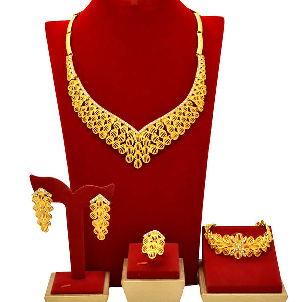 Jóias de Dubai 24k de ouro da noiva coleção de jóias colar colares orelhas do Oriente Médio Dubai ouro de casamento jóias quatro conjuntos
