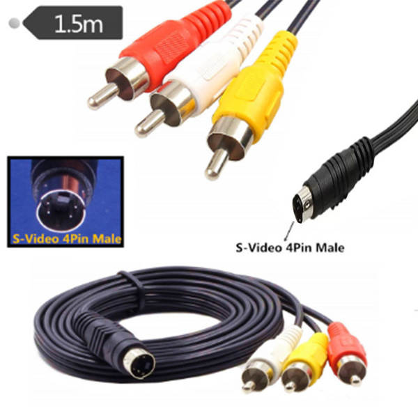 Suporte de vídeo S-Video MD4P Public/3RCA Public Video Line RCA Red Yellow e White Video Line