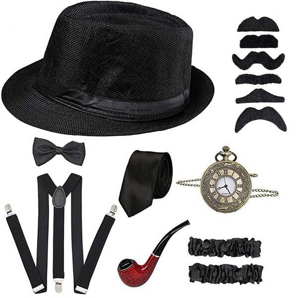 Conjunto de Chapéu e Acessórios para Homem