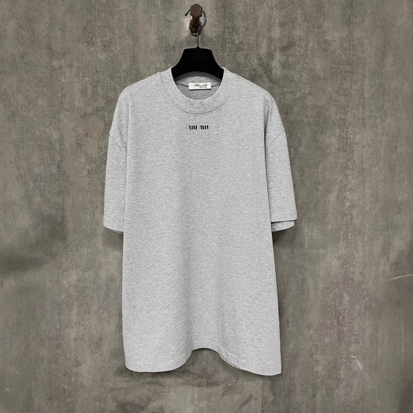 Transfronteiriço Alta Versão MIU Muji Novo Logo Clássico Pequeno T-Shirt Corda Redonda Para Homens e Mulheres