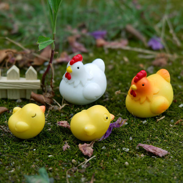 Simulação de animais mini bonito galinhas mini-modelo mini paisagem casa brinquedos galinhas família