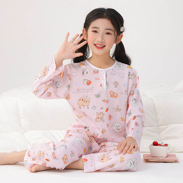 Conjunto de pijama infantil de algodão para verão