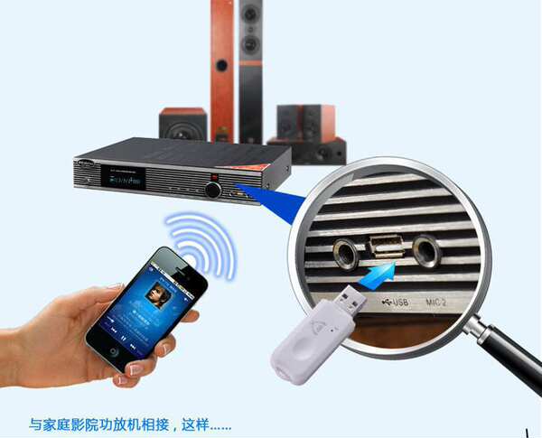 Pequeno chapéu azul USB Bluetooth receptor de áudio sem fio com microfone compatível com telefone celular Bluetooth sem chamadas