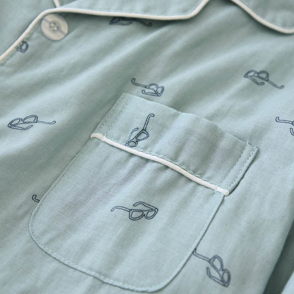Primavera Verão Pure Cotton Double Layer Vestido Homem Roupa de dormir Longas Mãos Longas Calças Recreação Vestido Doméstico Kit Aumentar Código