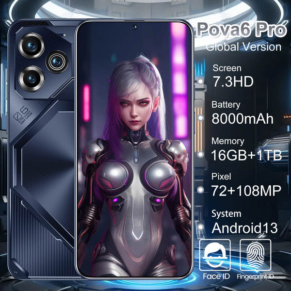 Telefone Transfronteiriço Pova6 Pro Android Produto Doméstico Comércio Exterior Comércio Quente por atacado Telemóvel Inteligente