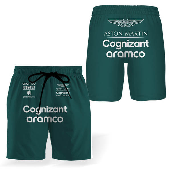 2025 Nova equipe de Fórmula 1 Aston Martin Calças curtas de verão para pilotos de equação de areia calças de praia