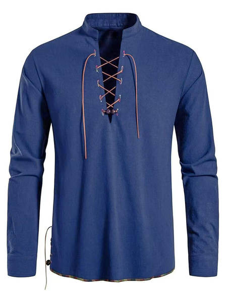 Camiseta transfronteiriça masculina de alta qualidade Henry Camiseta hippie para homens de estilo europeu-americano com mangas longas de praia