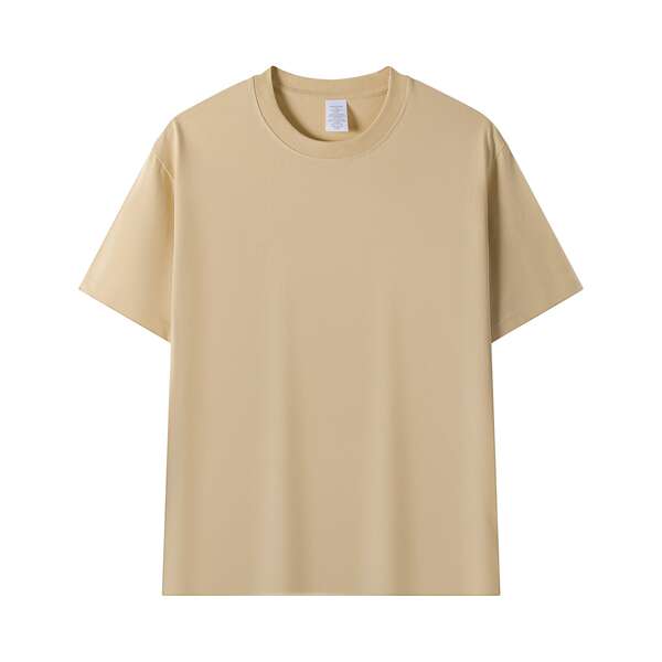 Americano de 230 gramas de peso de algodão puro sem costura de barril de tecido de mangas curtas T-shirts de cor limpa de cor limpa de camisa branca embrulhada