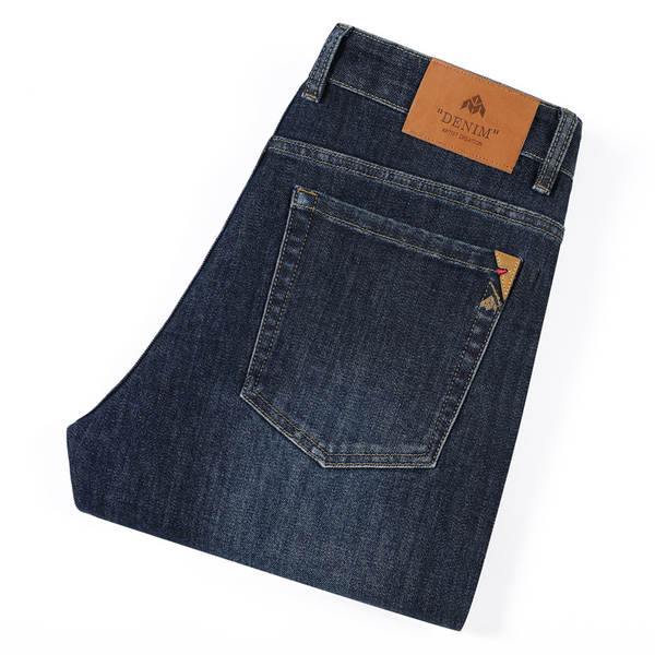 2026 Outono novo jeans masculino revestimento retangular elástico grosso modelo macio confortável masculino calças compridas