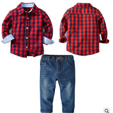 Conjunto infantil masculino de camisa e calça jeans