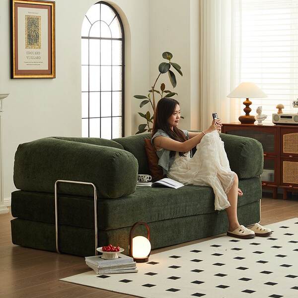 Sofá de compressão artesanal pequeno quarto de estar cama de sofá dobrável para três pessoas sofá-cama de módulo preguiçoso
