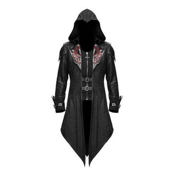 2026wish Amazon Europa e América medieval Halloween retrospectiva casaco empilhado homem Gothic preto vestido de roupa