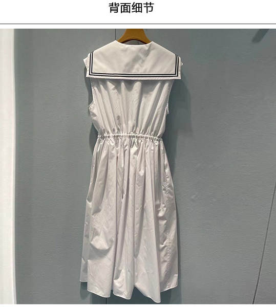 Vestido branco da Marinha sem mangas no calcanhar do colégio do estilo da garota doce do verão novo