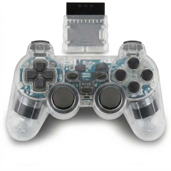 Jogo sem fio PS2 bracelete duplo vibração 2.4G bracelete sem fio com suporte para PS2 host transparente cor