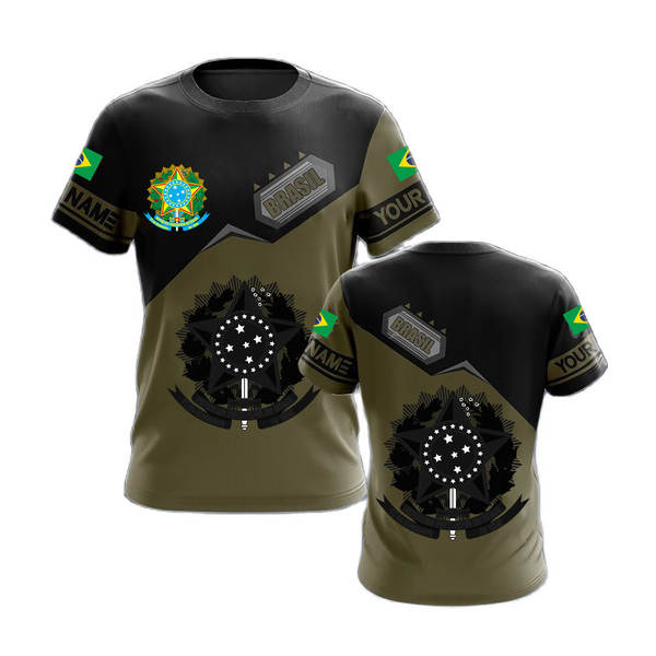 T-Shirt masculino brasileiro 3D T-Shirt O T-Shirt esportivo da equipe de futebol de rua masculino DIY base ajustável para a ordem de massa