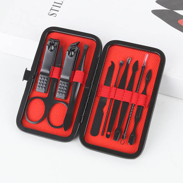 Caixa de couro 7 peças de kit de ferramentas de beleza do fabricante de pacotes de presentes de impressão LOGO faca de unhas de corte de unhas