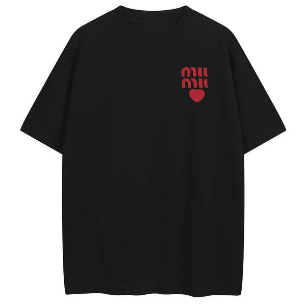 Versão correta do novo modelo de verão MIU Mulheres e Homens T-shirt de mão curta