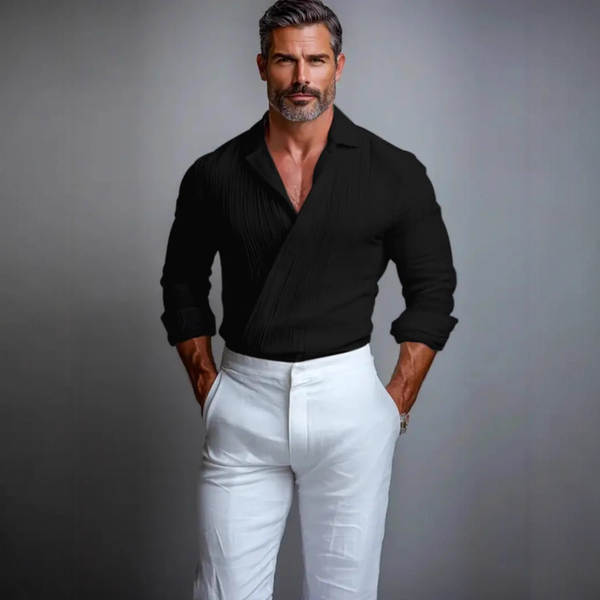 Transfronteiriço do comércio exterior muscular homens V camisa de colar negócios lazer estilo americano longas mãos jovem popular colar camisa masculina