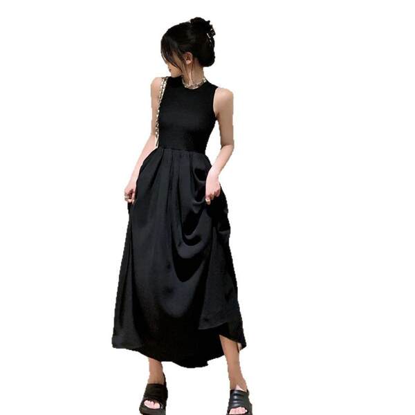 2026 novo modelo francês vintage chic colar calcanhar vestido de calçado sem mangas design sensação de costas vazio vestido feminino
