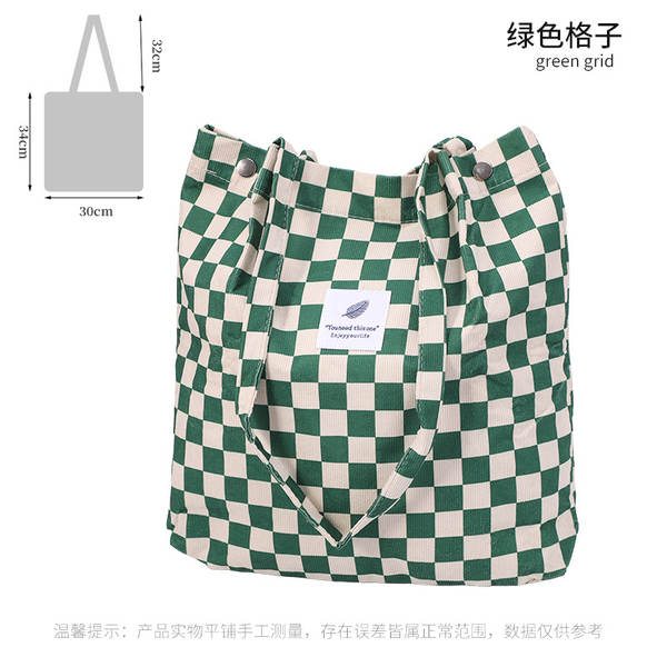 ins风简约灯芯绒帆布包双肩带帆布袋旅行外出收纳包女包单肩包
