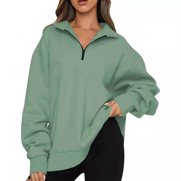 Roupas femininas europeias 2025 outono inverno novo modelo de camisa de lazer da Amazon meia cadeia de cabeça de mangas longas camisa esportiva guarda-roupa