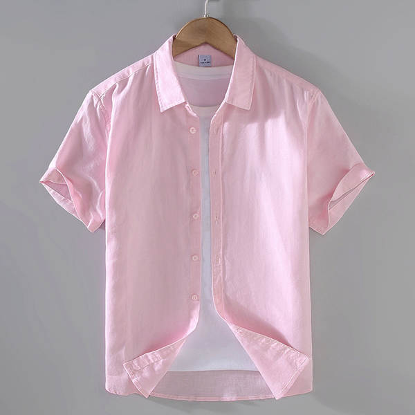 T-shirts masculinos de manga de cor pura com mangas curtas de verão baseado em roupas de manga fina e fina de estilo chinês