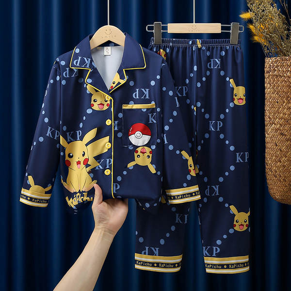 Crianças do Sudeste Asiático roupas de dormir meninos com mangas compridas calças bonitas desenhos animados primavera outono roupas para meninos vestir em casa no verão