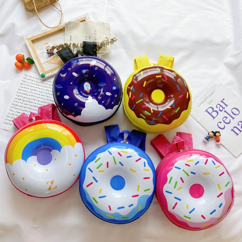 Cartão de criança novo desenho animado doce doce dois ombros mochila jardim de infância menino menina luz arco-íris mochila criativa