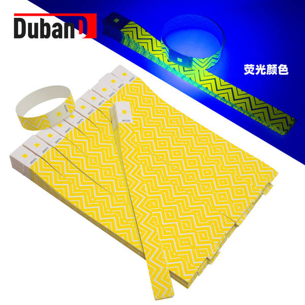 Fluorescente colorido de uma só vez resistente à água tiras de pulseira com bilhetes de parque de diversões nocturno entrada volume novo design