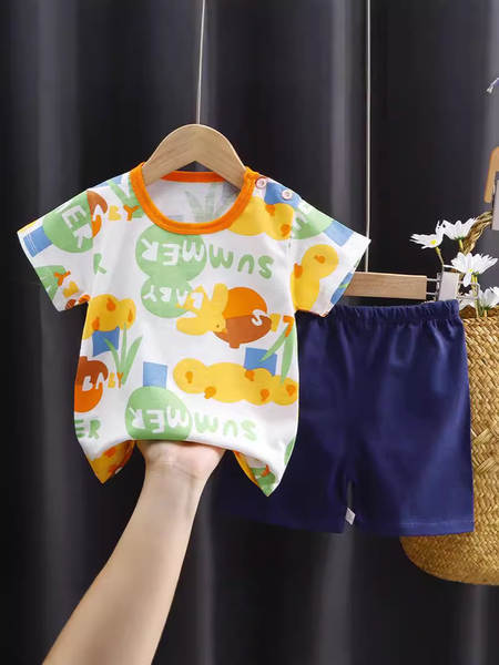 Conjunto de verão infantil de algodão