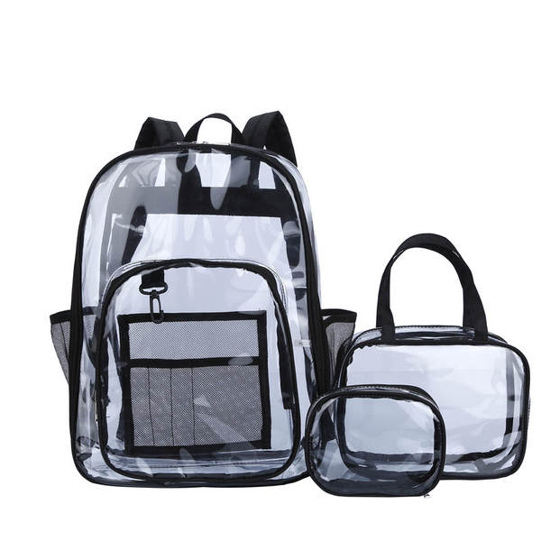 Amazon Transboundary Supply Transparente backpack pvc duplo ombro saco pvc saco grande capacidade saco estudante