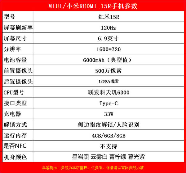 Novo Xiaomi Redmi Redmi 15R 5G celular inteligente para idosos grande fonte de som grande tela longa espera