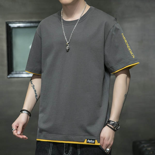 Camiseta masculina de algodão curta