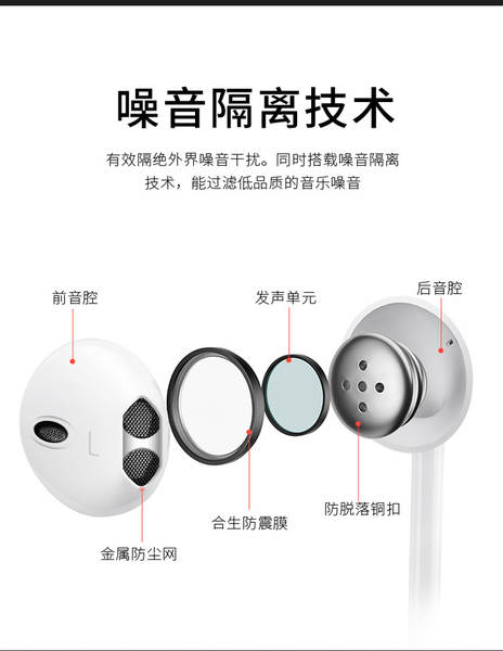 Tipo-C Flat aplicável Xiaomi Huawei 3.5mm telefone inteligente com fio de fone de ouvido com fone de ouvido