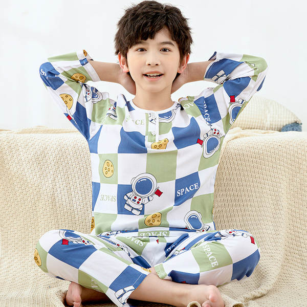 Conjunto de pijama infantil de algodão para verão