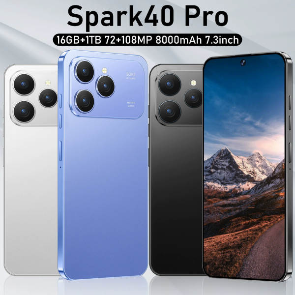 Spark40Pro Novo Telemóvel Transfronteiriço de 7,3 polegadas de ecrã grande com suporte de envio no mesmo dia