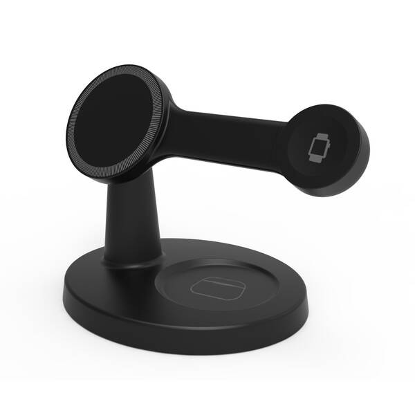 Novo modelo transfronteiriço de 15W imersão magnética de três em um carregador sem fio de mesa de carregamento rápido com suporte para fones de ouvido de relógio móvel