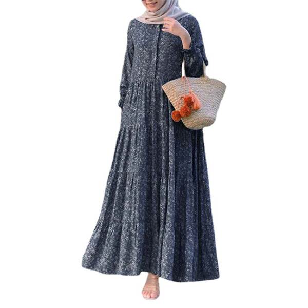 2026 Pequeno pedaço de flor da Boêmia de primavera de moda feminina vestido de corda redonda vestido de corda grande