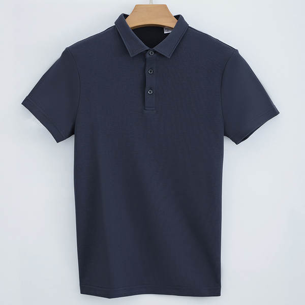 High-end 230g dupla camisa de algodão com camisa de ar colar polo camisa de mão curta homem t-shirt puro negócio homem polo camisa