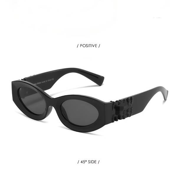 Miu Lentes Mulher 2024 Novos Óculos de Sol Móveis Single Lentes de Lente Ampla Perna Logotipo de Ouro Óculos de Microfone